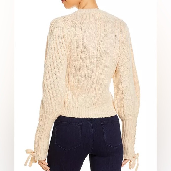 525 America Women's Cream Cable Knit Puff Sleeve Sweater Size M - Picture 4 of 16